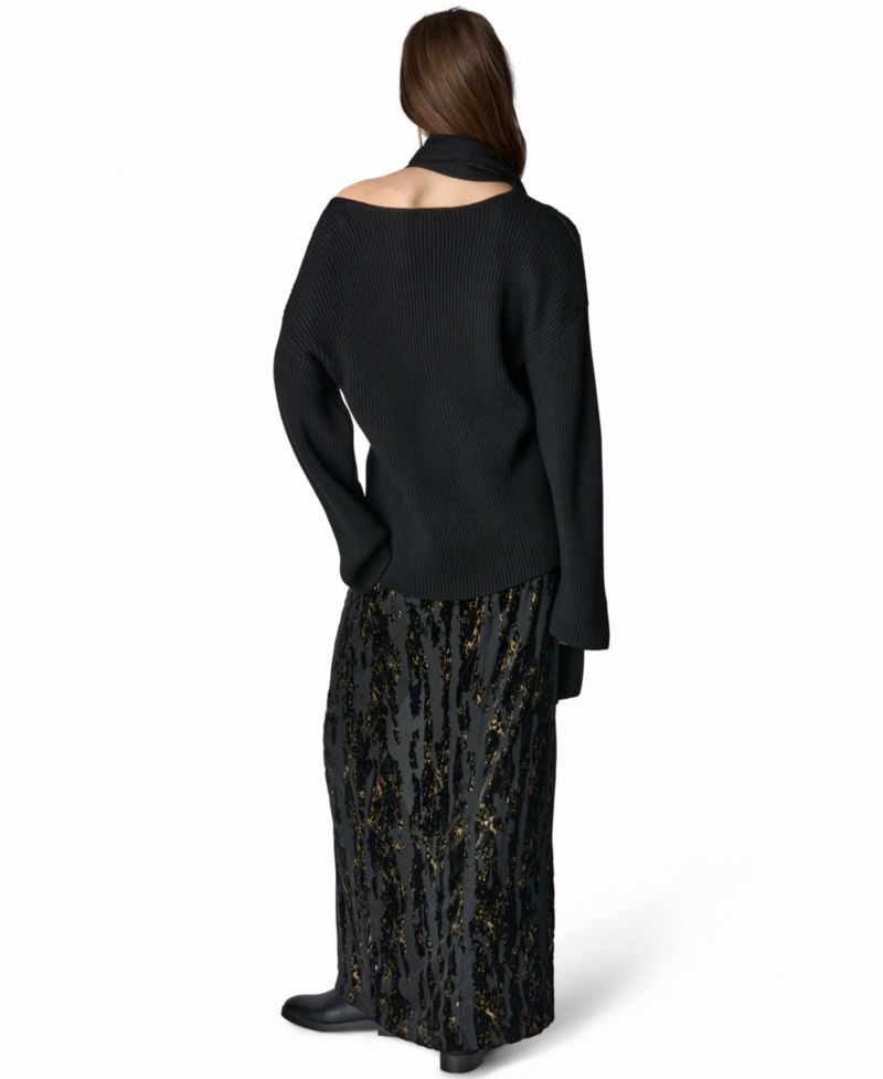 Women's Front-Knot Burnout Maxi Skirt