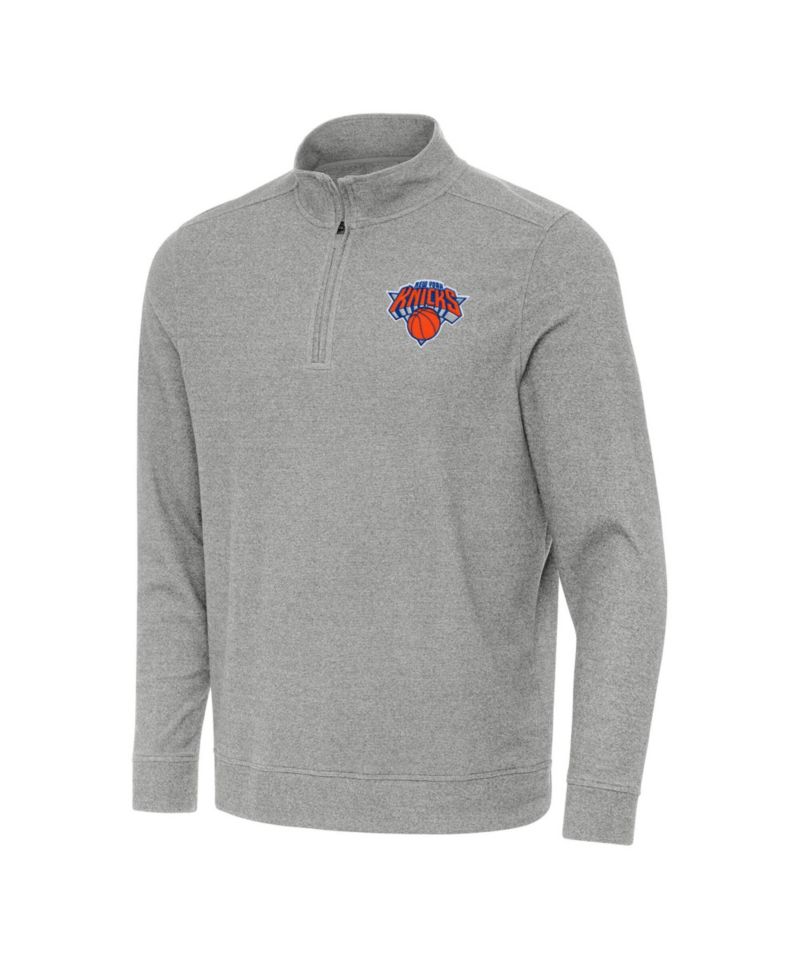 Men's Heather Gray New York Knicks Subtle Quarter-Zip Sweatshirt