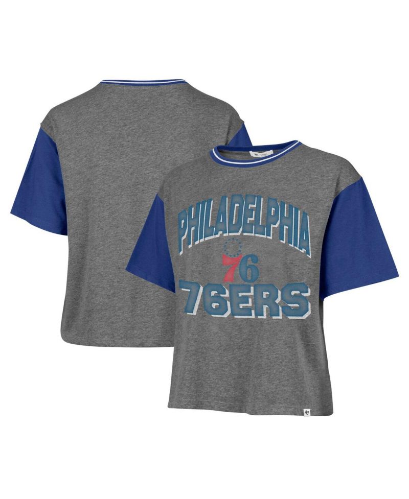 Women's Gray Philadelphia 76ers Rise Clubhouse Ziggy Color Block T-Shirt