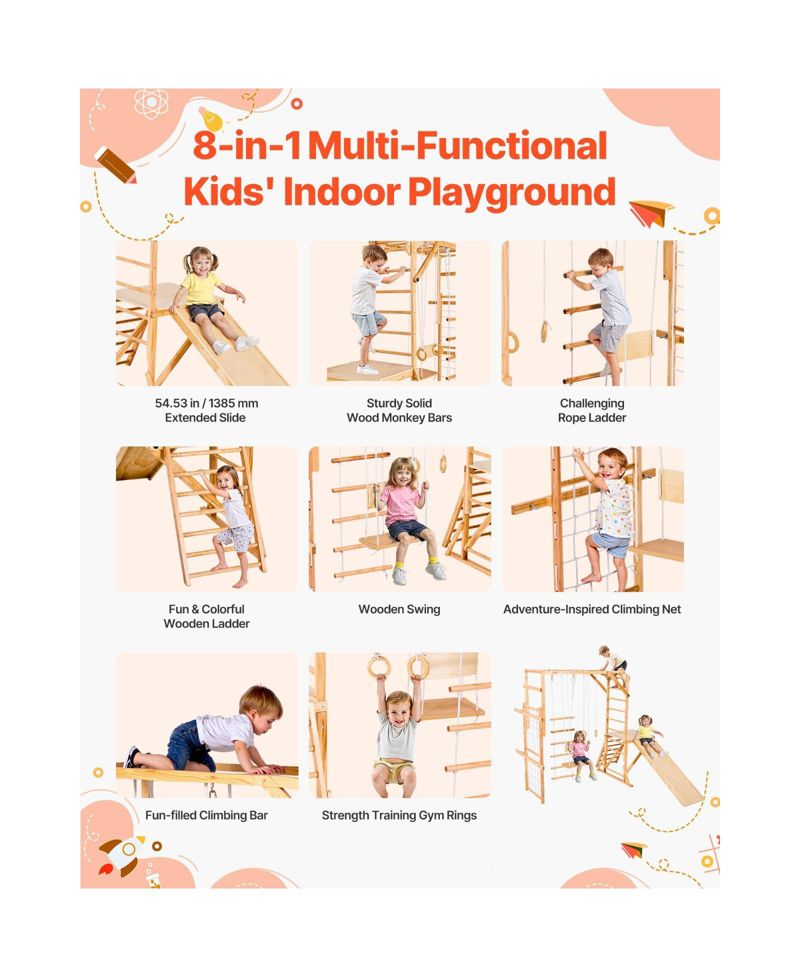 8-in-1 Montessori Indoor Playground Jungle Gym