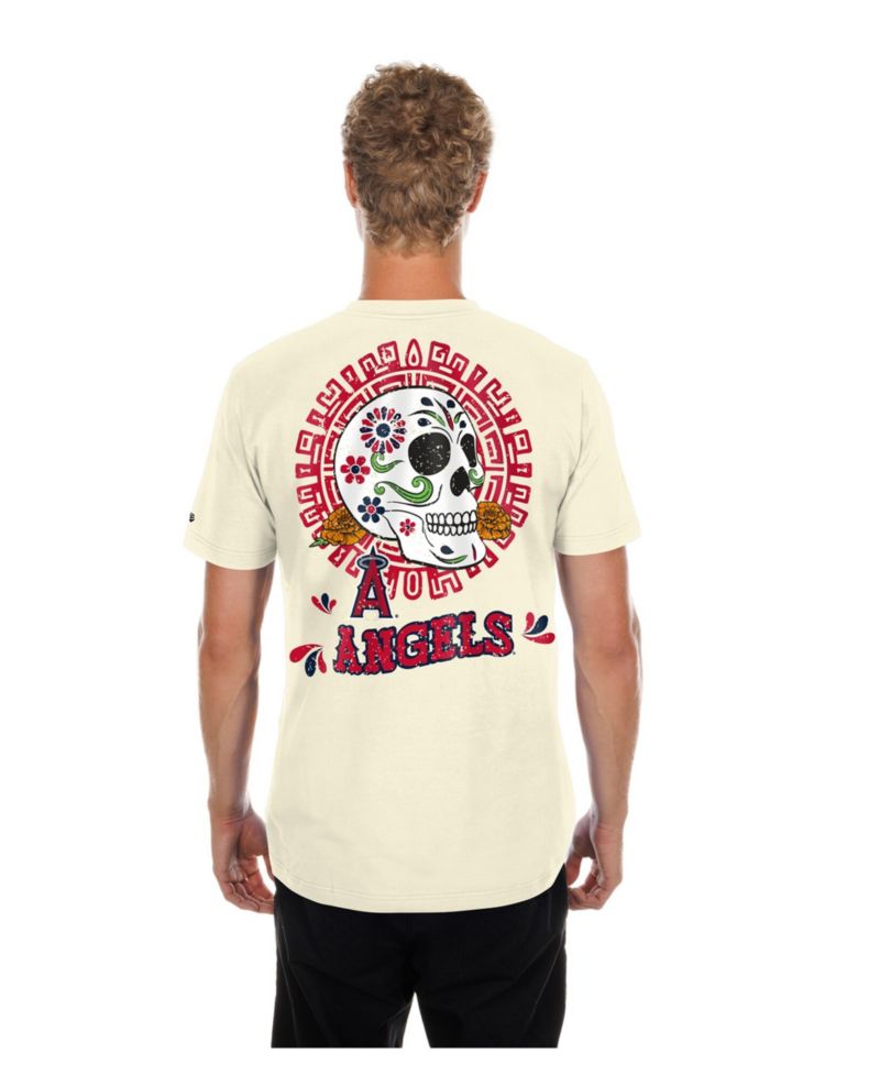 Men's Natural Los Angeles Angels Dia de los Muertos Sugar Skull T-Shirt