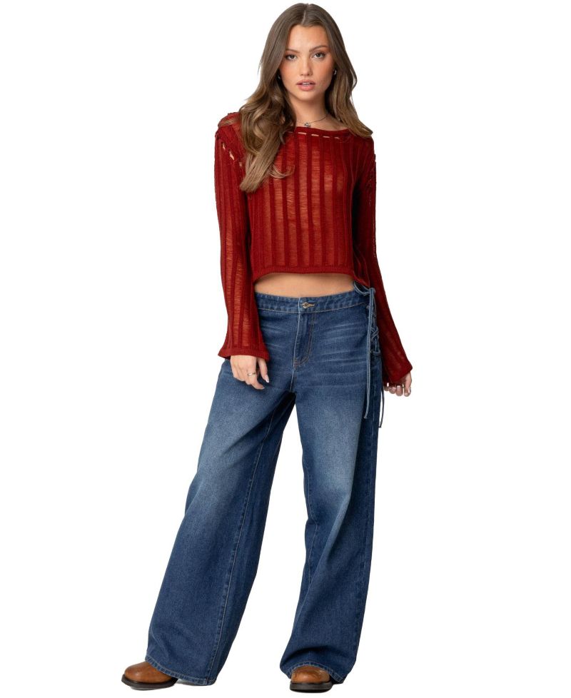 Women's Sagir Sheer Ladder Knit Top