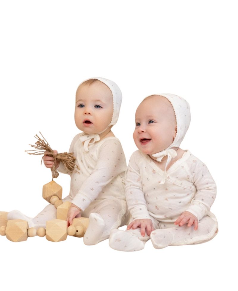 Baby Girls ( 1M to 12M ) Pointelle Printed Wrap Footie