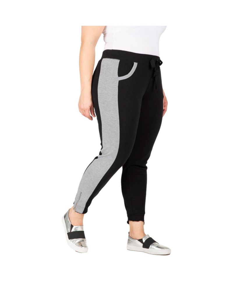 Women's Plus Size French Terry Contrast Side Panel Jogger Pants