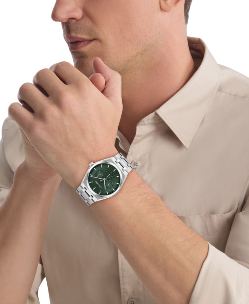 Men's CK Motion Silver Tone Stainless Steel Bracelet Watch 39mm
