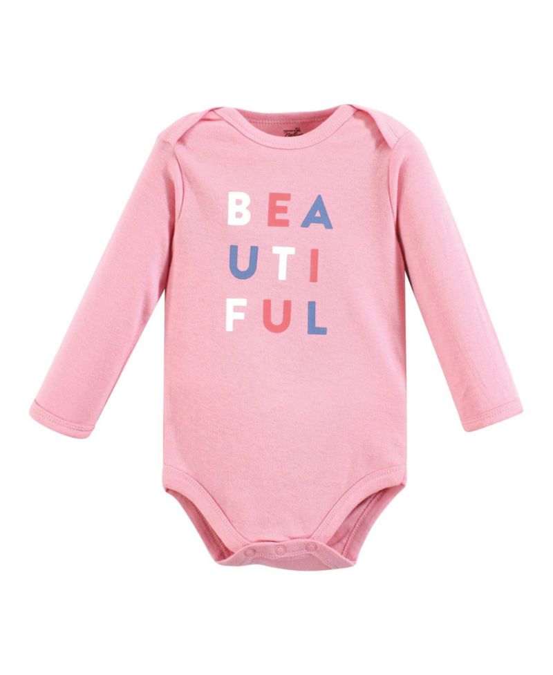 Baby Girls Soft Natural Cotton Long-Sleeve One-Piece Essentials