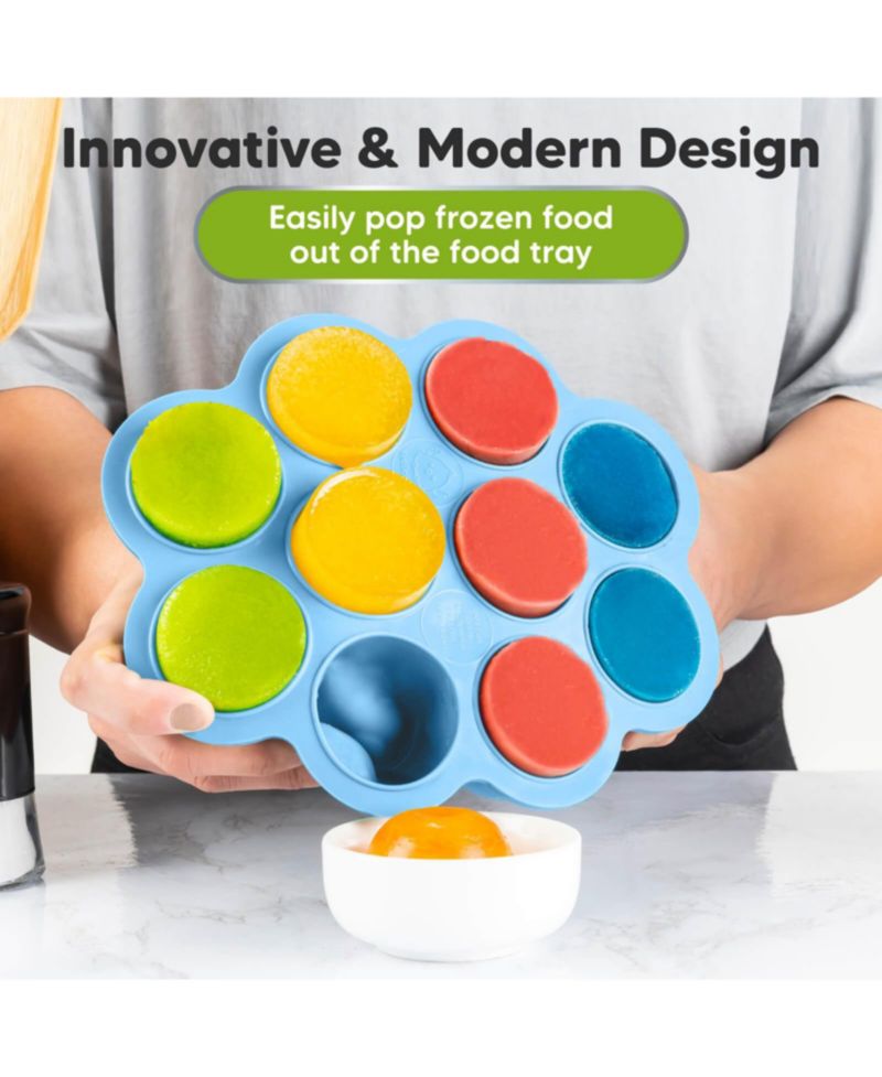 Prep Silicone Baby Food Freezer Tray with Clip-on Lid, 2oz x 10 Silicone Freezer Molds, BPA-Free Baby Food Storage