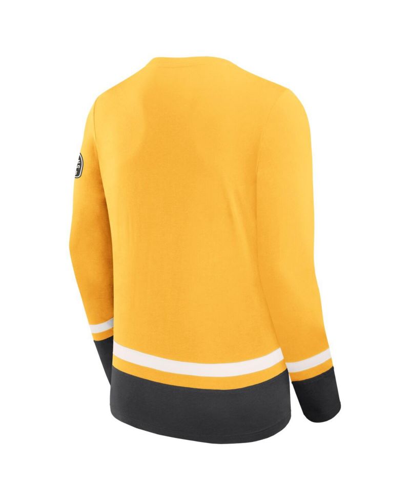 Men's Gold Boston Bruins Vintage High Point Long Sleeve T-Shirt
