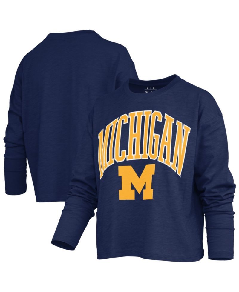 Women's Michigan Wolverines Motley Boxy Burnout Long-Sleeve T-Shirt