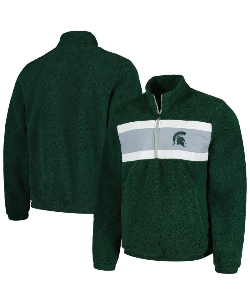 Men's Green Michigan State Spartans Pinch Runner Half-Zip Top
