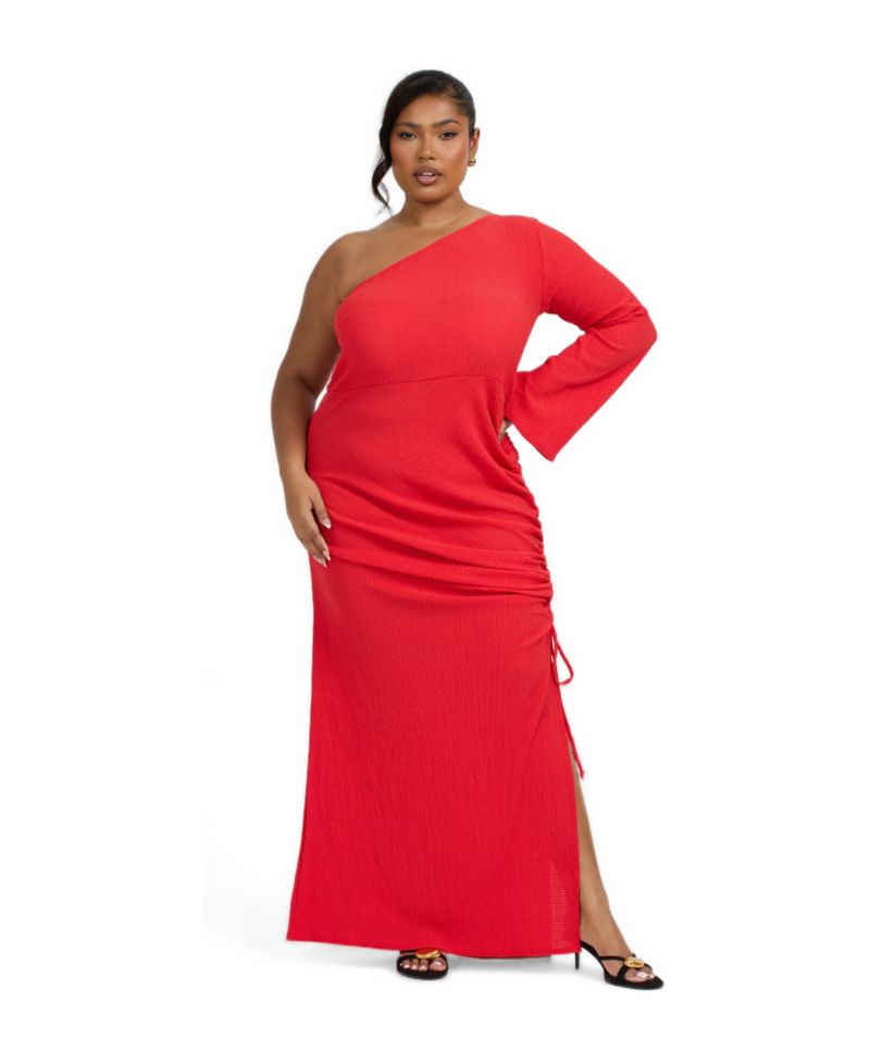 Women's One Shoulder Flare Sleeve Maxi Dress