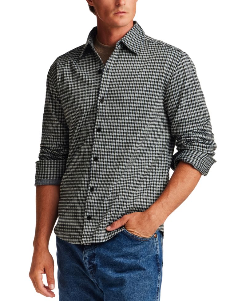 Men's Knit Check Long-Sleeve Shirt