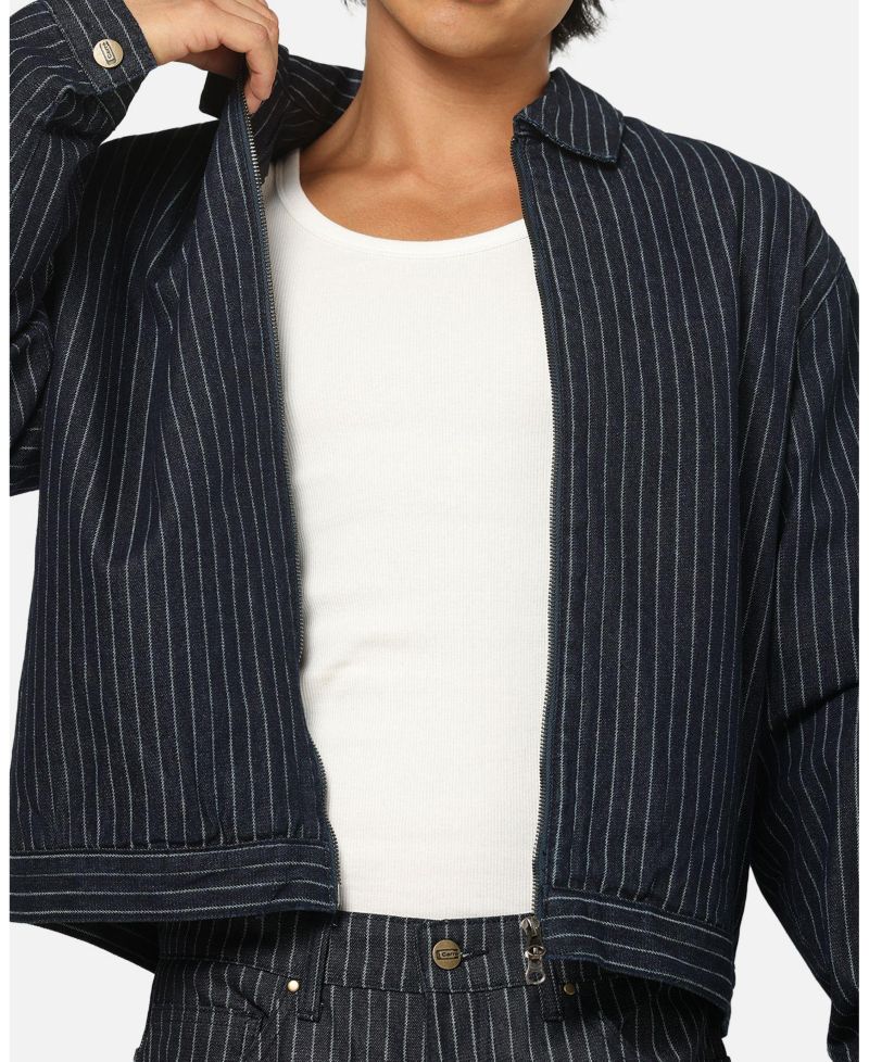 Men's Lockout Pinstripe Canvas Zip-Front Jacket