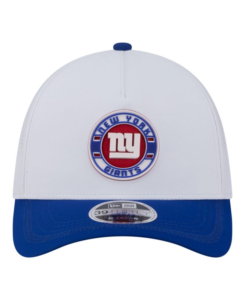 Men's White/Royal New York Giants Patch 39THIRTY A-Frame M-Crown Perforated Flex Hat