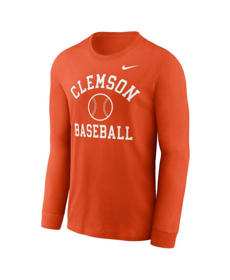 Men's Orange Clemson Tigers Essential Baseball Arch Long Sleeve T-Shirt