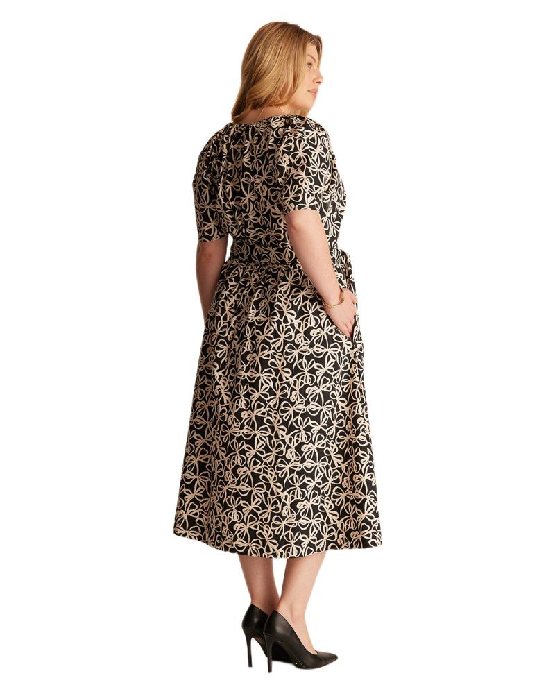 Women's Noirette Cotton Print Belted Midi Dress