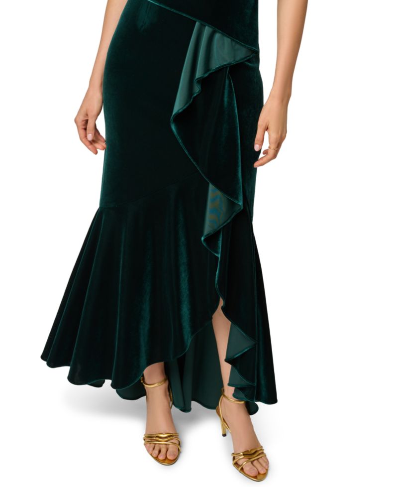 Women's One Shoulder Velvet High-Low Dress