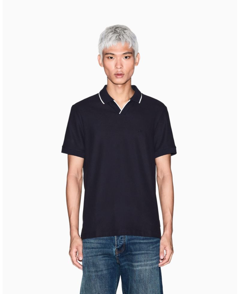 Men's Johnny Collar Pique with Collar Tipping Polo Shirt