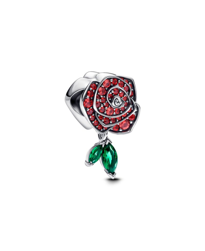 Sterling Silver Sparkling Rose Bloom Charms