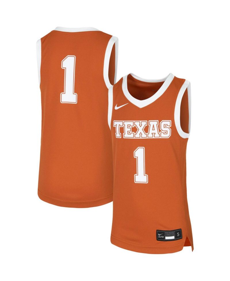 Big Boys #1 Orange Texas Longhorns Replica Team Basketball Jersey