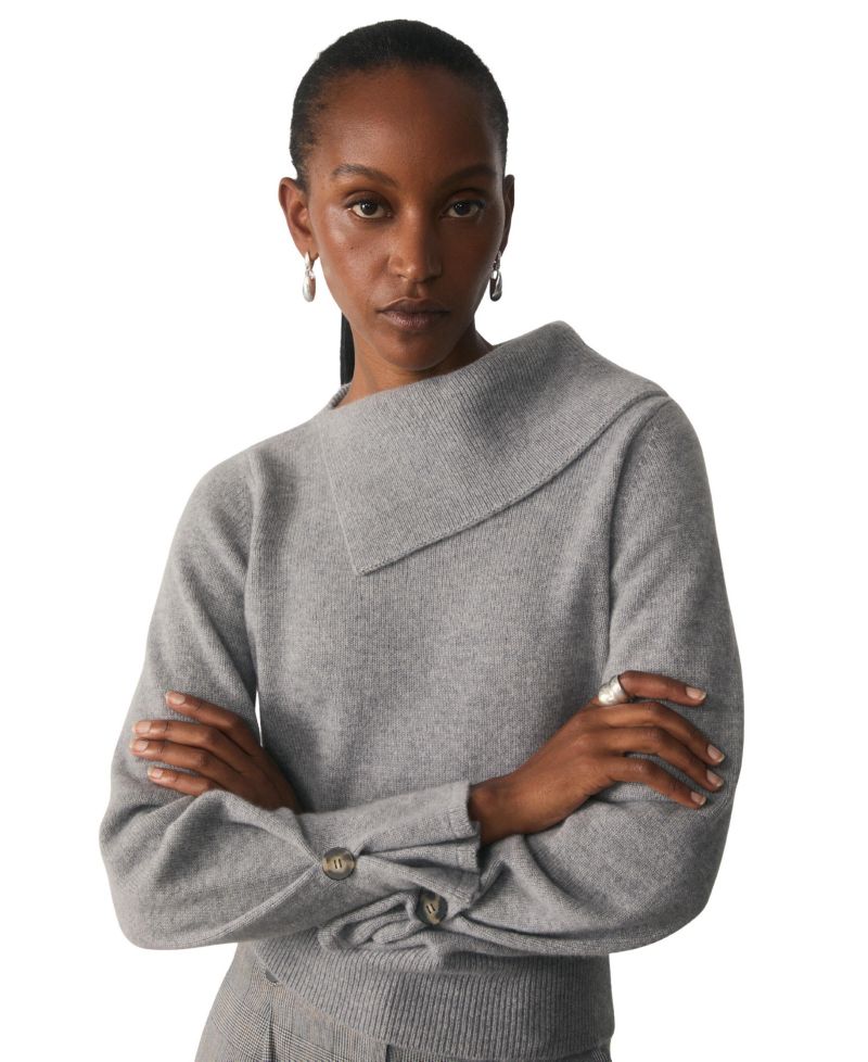 Women's Eloria Asymmetric Neck Cashmere Long-Sleeve Sweater