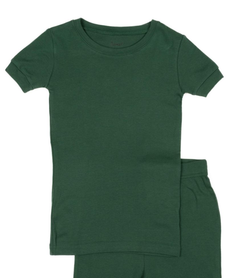 Toddler Matching Family Two Piece Cotton Short Sleeve Shirt and Shorts Solid Color Pajamas 2T-5T