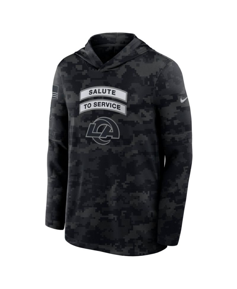 Men's Black Los Angeles Rams 2026 Salute to Service Sideline Lightweight Hooded Pullover