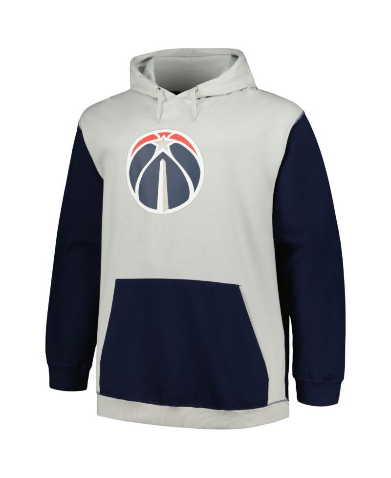 Men's Navy, Silver Washington Wizards Big and Tall Primary Arctic Pullover Hoodie
