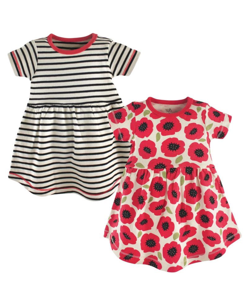 Baby Girls Natural Cotton Dresses Featuring Both Short and Long Sleeves