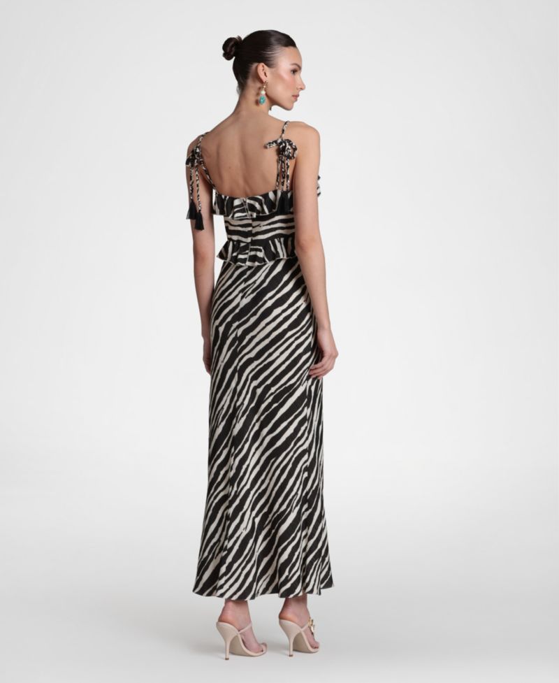 Women's Braided Tie Ruffle Maxi Dress