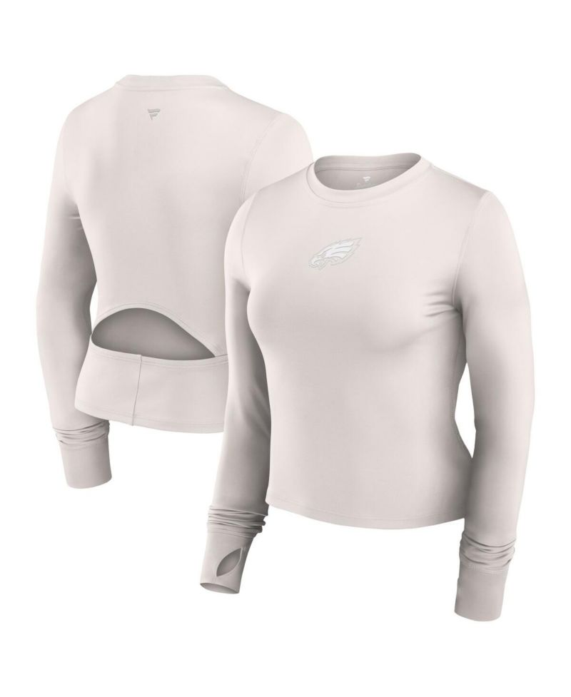 Women's White Philadelphia Eagles Studio Fitted Long Sleeve Gym Top