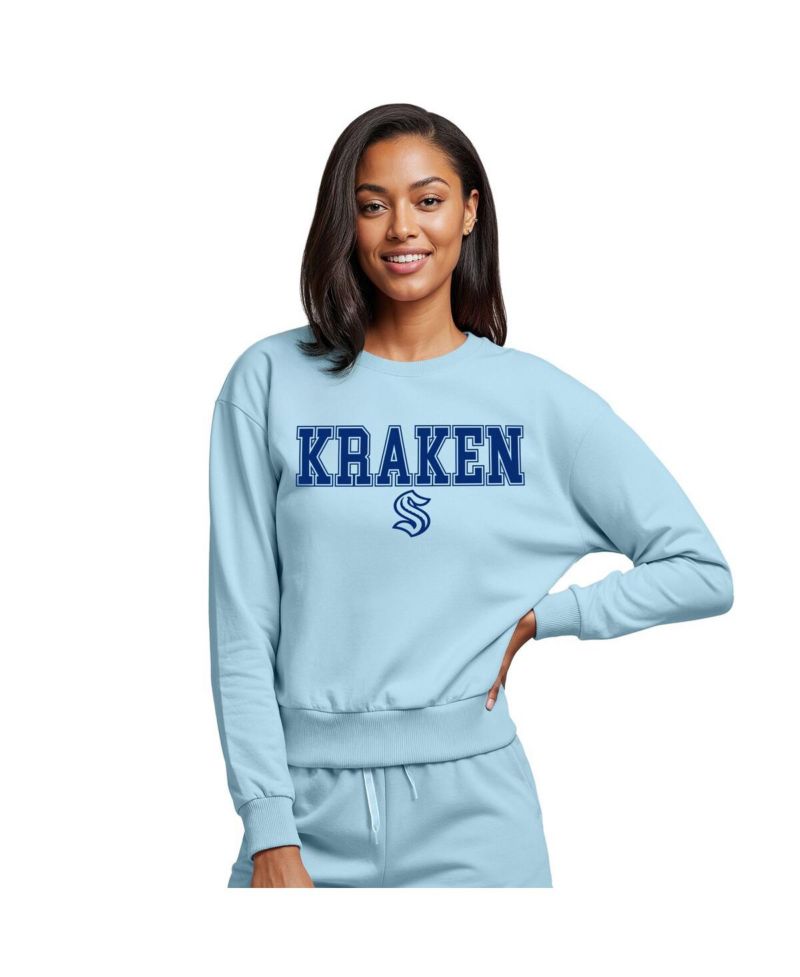 Women's Light Blue Seattle Kraken Tonal Pullover Sweatshirt