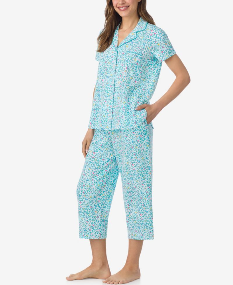 Women's Short-Sleeve Top and Cropped Pajama Pants, 2-Piece Set