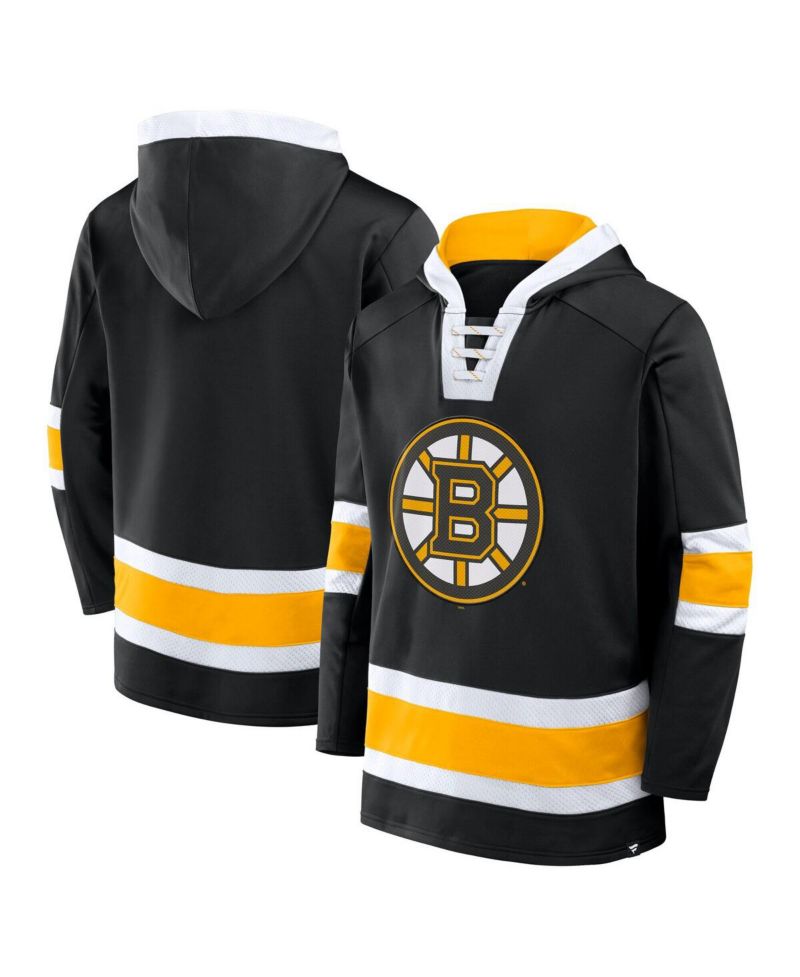 Men's Black Boston Bruins Inside Line Fleece Pullover Hoodie
