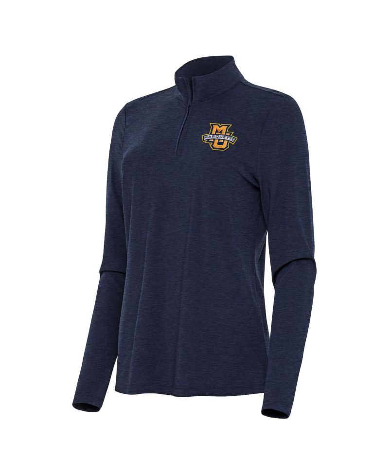 Women's Heather Navy Marquette Golden Eagles Bright Quarter-Zip Top