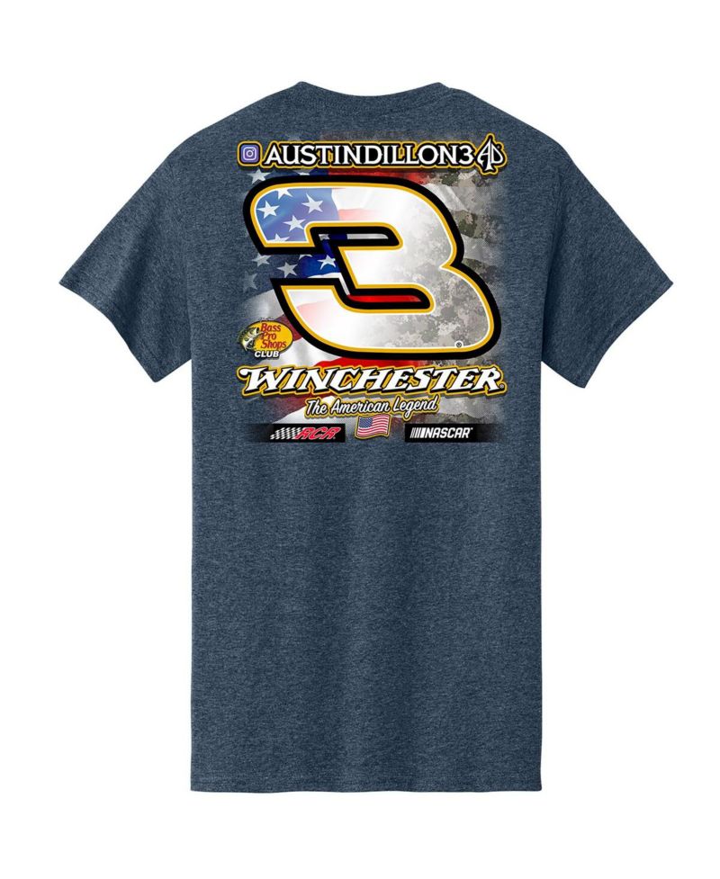 Men's Heather Navy Austin Dillon Bass Pro Shops Flag T-Shirt
