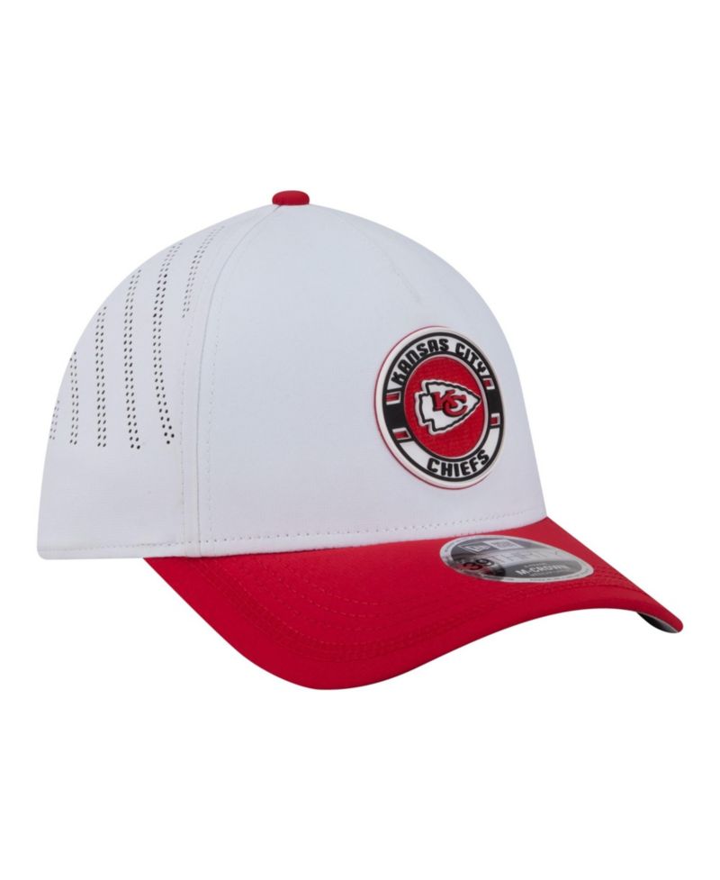 Men's White/Red Kansas City Chiefs Patch 39THIRTY A-Frame M-Crown Perforated Flex Hat
