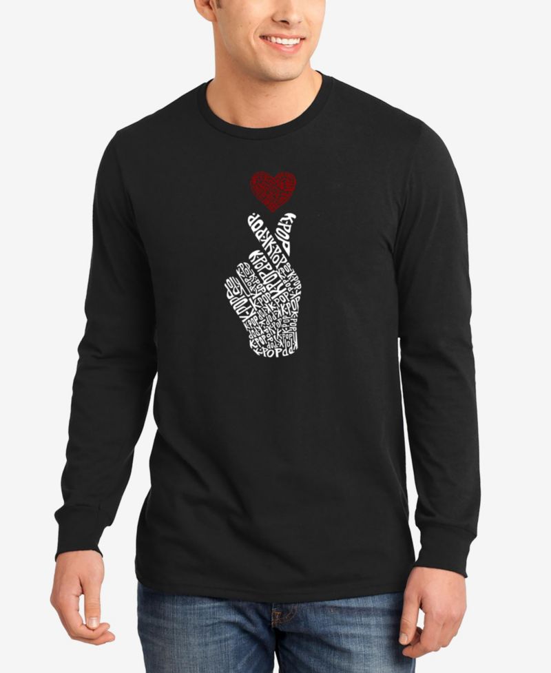 Men's K-pop Word Art Long Sleeves T-shirt
