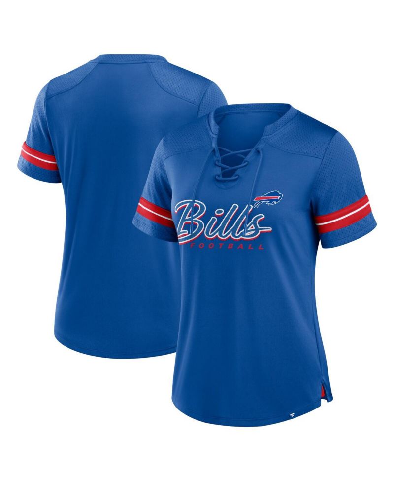 Women's Royal Buffalo Bills Play Script Lace-Up T-Shirt
