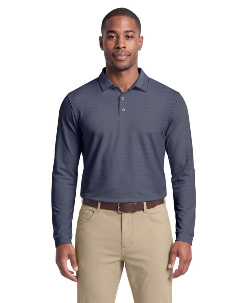 Men's Mini Diamond Jacquard Golf Long-Sleeve Polo Shirt