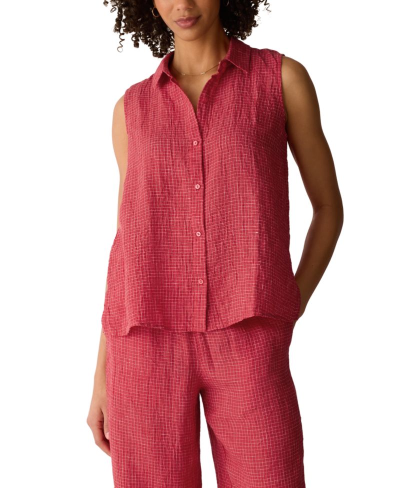 Women's Sleeveless Collared Shirt