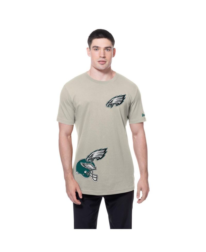 Men's Light Beige Philadelphia Eagles Multi Patch T-Shirt