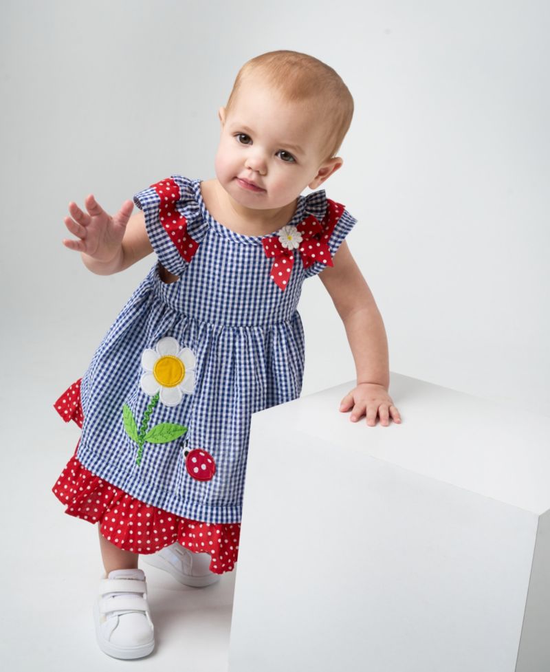 Baby Girls Lady Bug Seersucker Dress