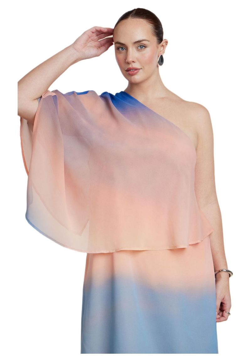 Women's Printed Cape Maxi Dress