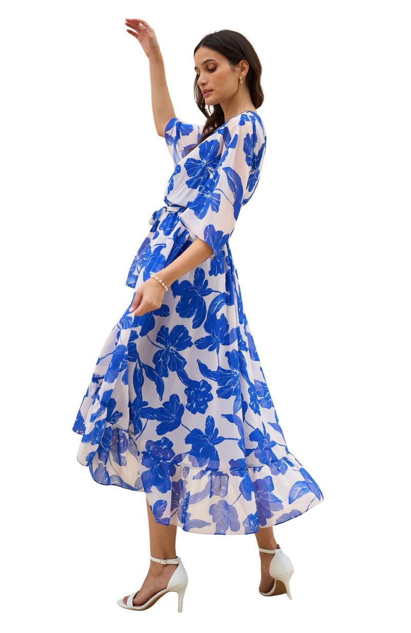 Women's Midi Dip Hem Wrap Dress