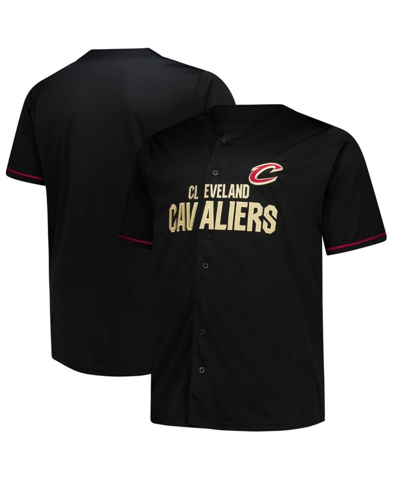 Men's Black Cleveland Cavaliers Big & Tall Pop Full-Button Jersey