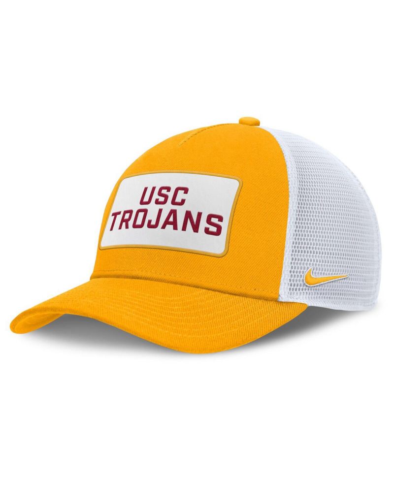 Men's Gold/White USC Trojans 2025 On-Field Rise Patch Trucker Adjustable Hat