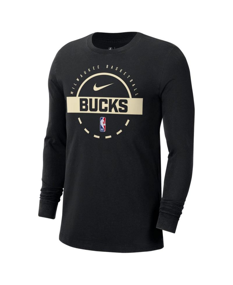 Men's Black Milwaukee Bucks Authentic Long Sleeve Practice T-Shirt