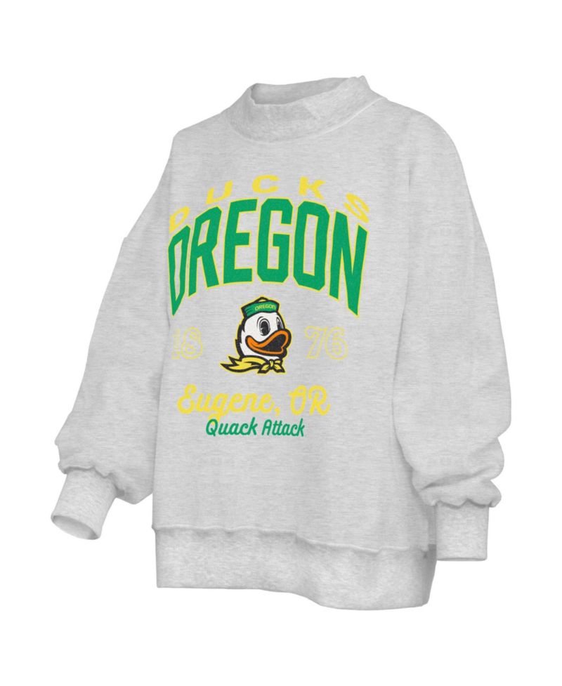 Women's Heather Gray Oregon Ducks Reversible Sweatshirt