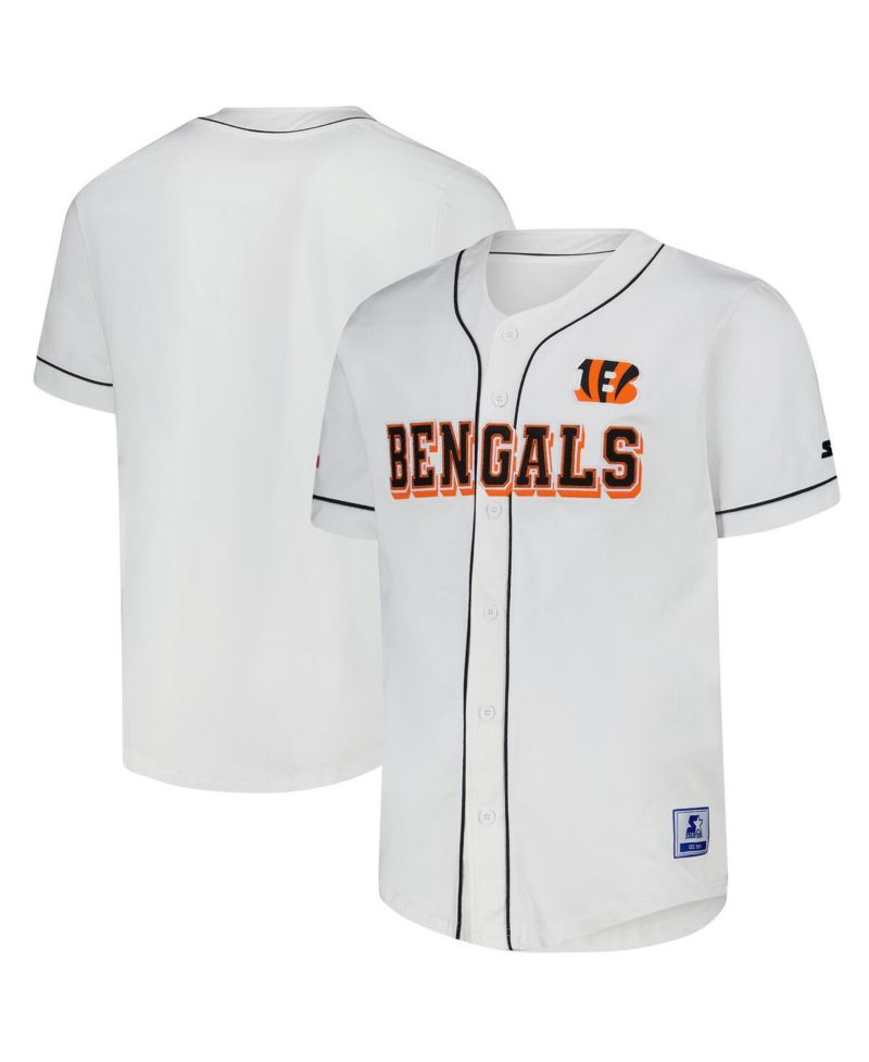 Men's White Cincinnati Bengals Relay Full-Button Baseball Jersey